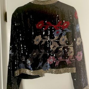 Vintage 1980s Sequin Bolero Jacket in a Floral by Jack Bryan. Statement Piece